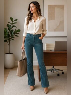 Kut From The Kloth Karen Bootcut Corduroy Pants Teal Size 00